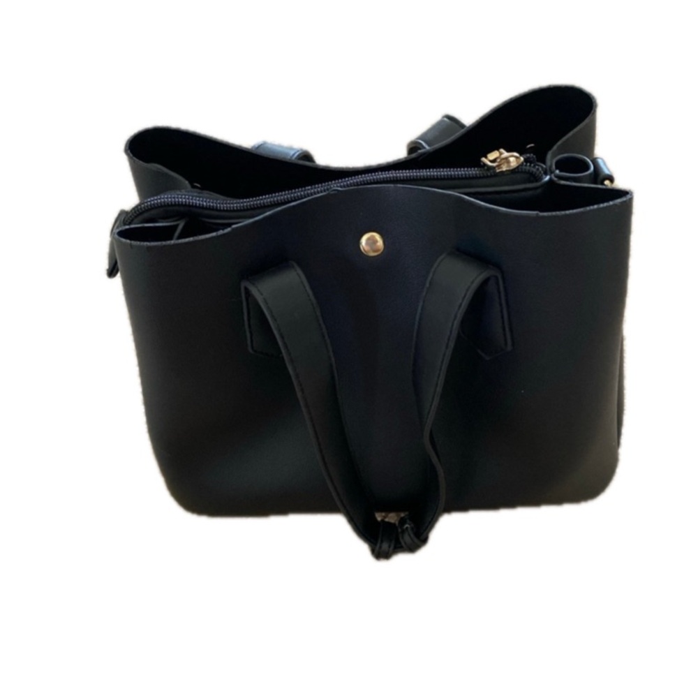 Black Shoulder Bag with Gold Hardware